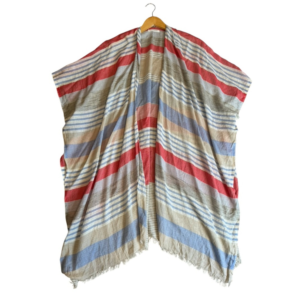 Anthropologie Striped Fringe Kimono